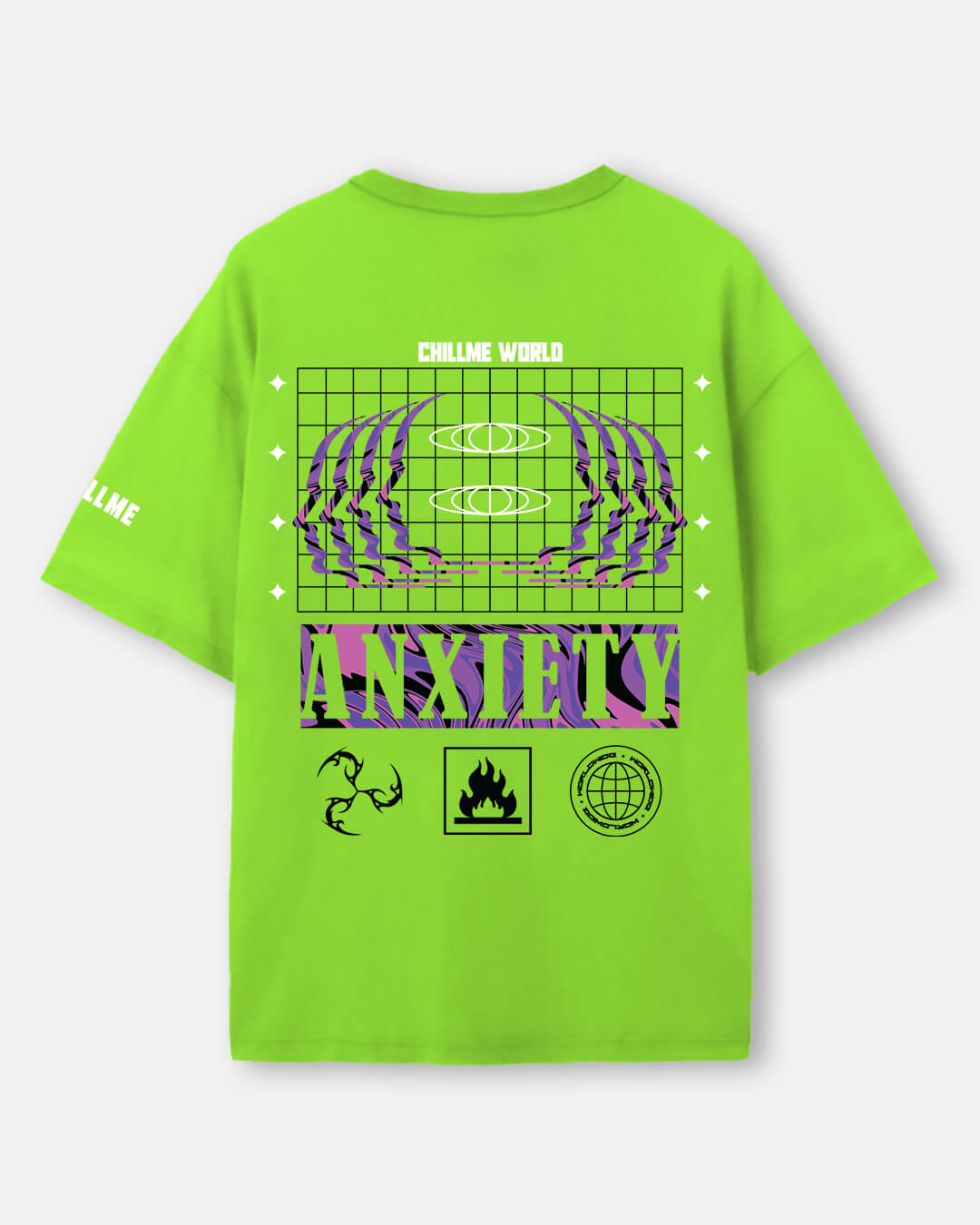 Anxiety Oversized Neon Green Men's Hip-Hop T-Shirt chillme