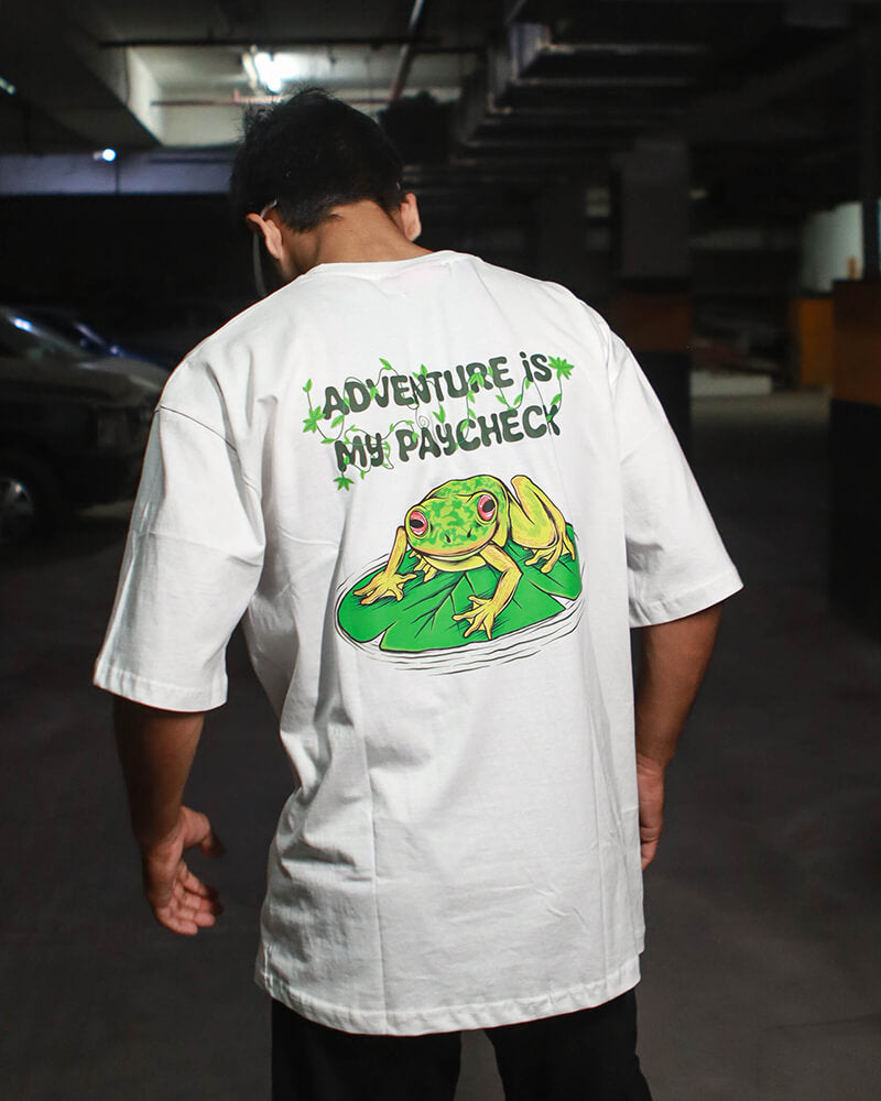 Adventure Is My Paycheck Oversized White T-Shirt for Men
