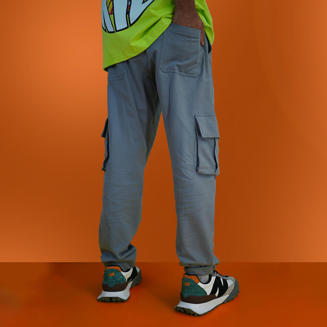 Solid Grey Loose Fit Cargo Pant - chillme