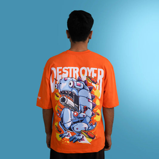 Destroyer Oversized Orange T-Shirt for Men
