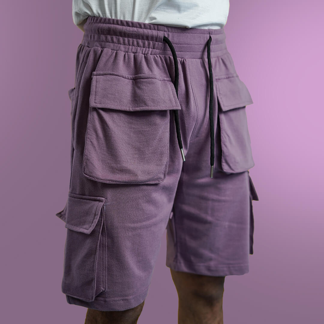Purple Cargo 7 Pocket Shorts for Men - chillme