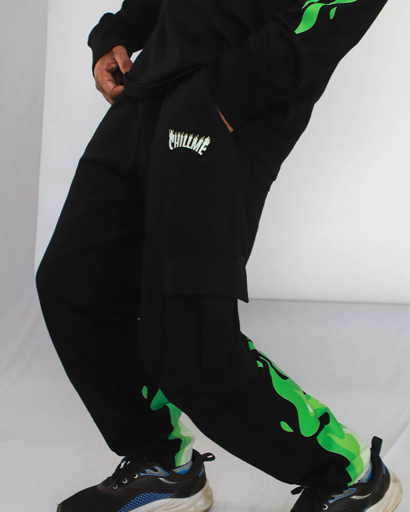 Green Flames 6 Pocket Cargo Pant