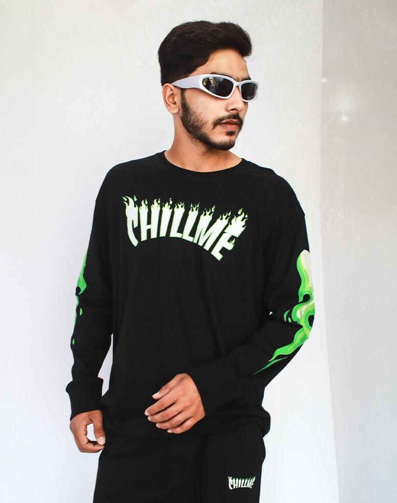 Green Flames Co-ord Set of T-Shirt & Cargo