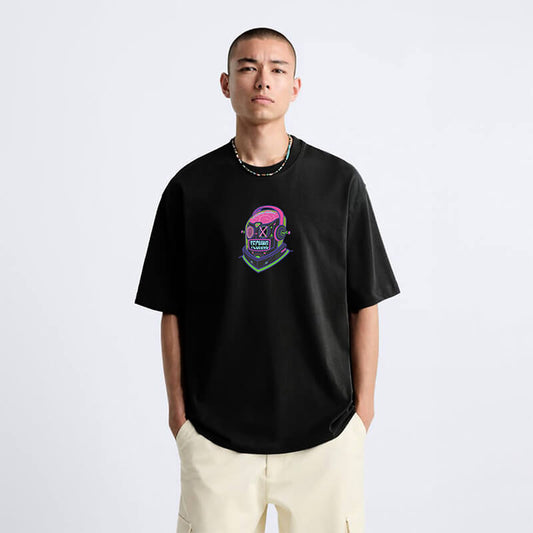Techno Oversized Black T-Shirt for Men