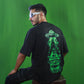 Space Alien Green Oversized Black T-Shirt for Men