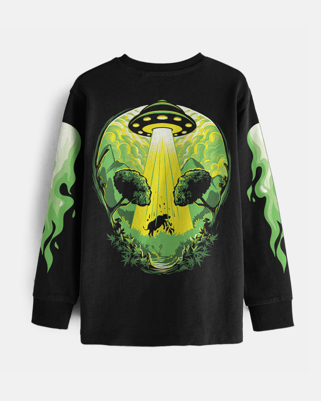 Green Flames Oversized Full Sleeves T-Shirt