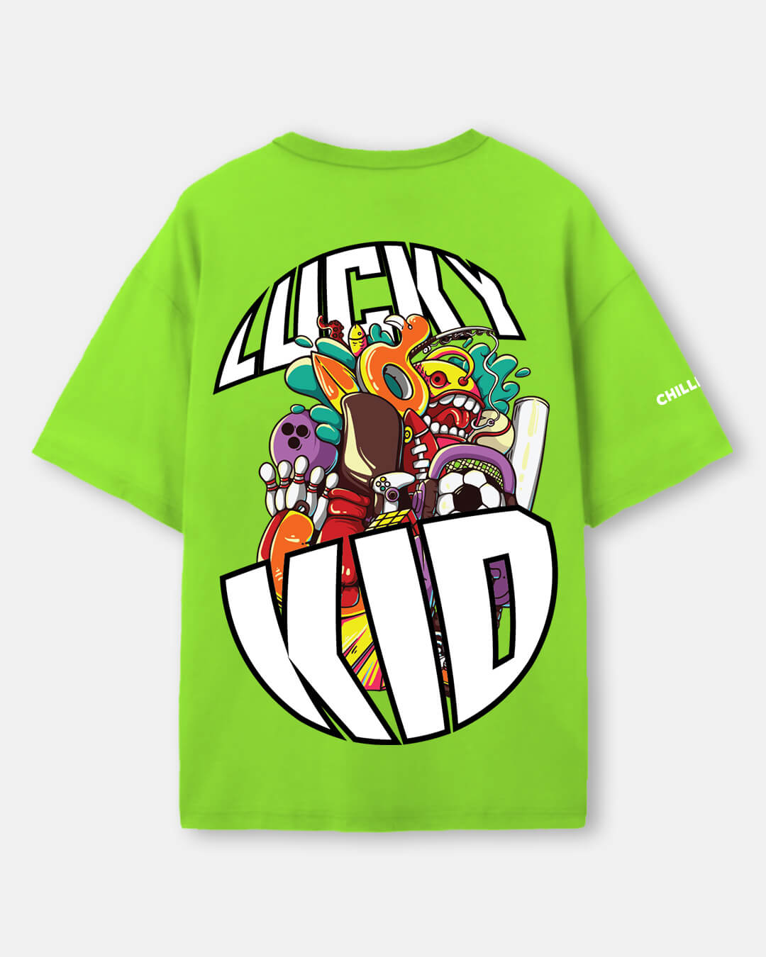 Lucky Kid Oversized Neon Green Men's Oversized T-Shirt