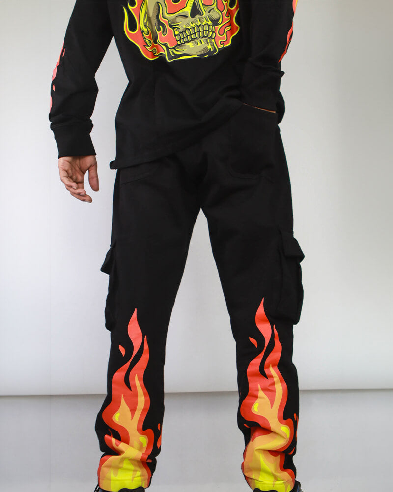 Chillme Fire Flame Co-ord set of T-Shirt & Cargo
