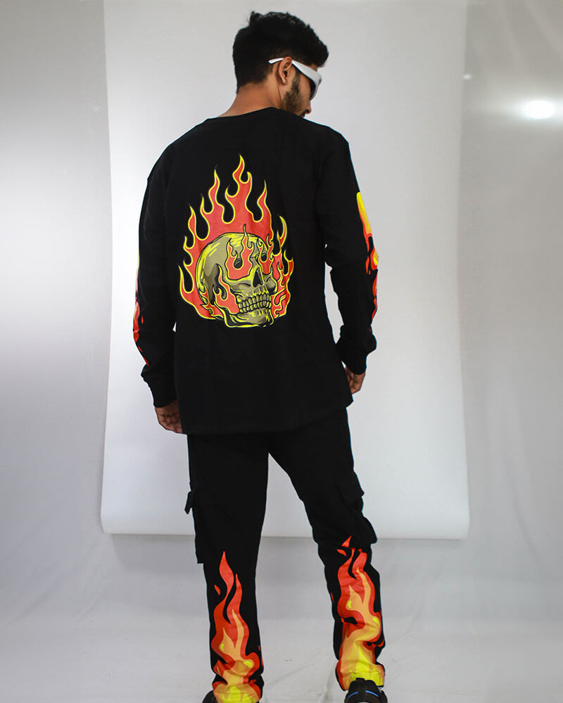 Chillme Fire Flame Co-ord set of T-Shirt & Cargo