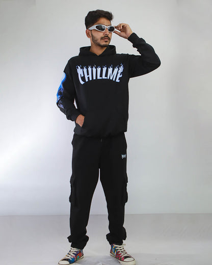 Blue Fire Co-ord Set Hoodie & Cargo Combo