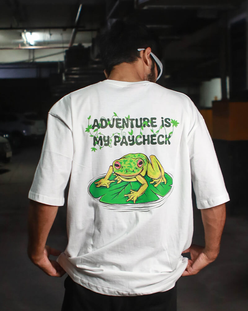 Adventure Is My Paycheck Oversized White T-Shirt for Men