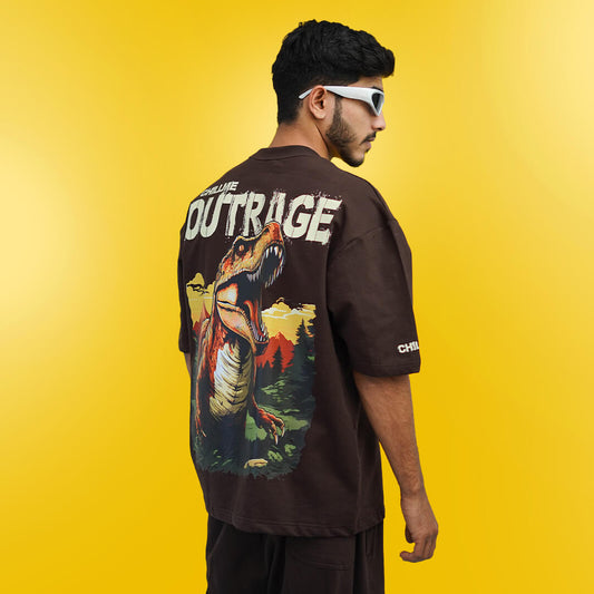 Outrage Brown Oversized T-Shirt for Men