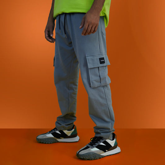 Solid Grey Loose Fit Cargo Pant
