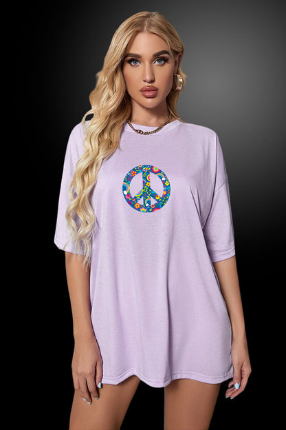 Peace Oversized Levender T-Shirt for Women