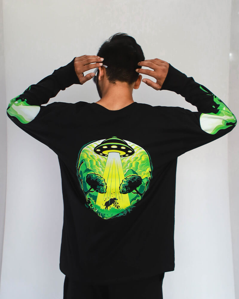 Green Flames Oversized Full Sleeves T-Shirt - chillme