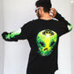 Green Flames Oversized Full Sleeves T-Shirt - chillme