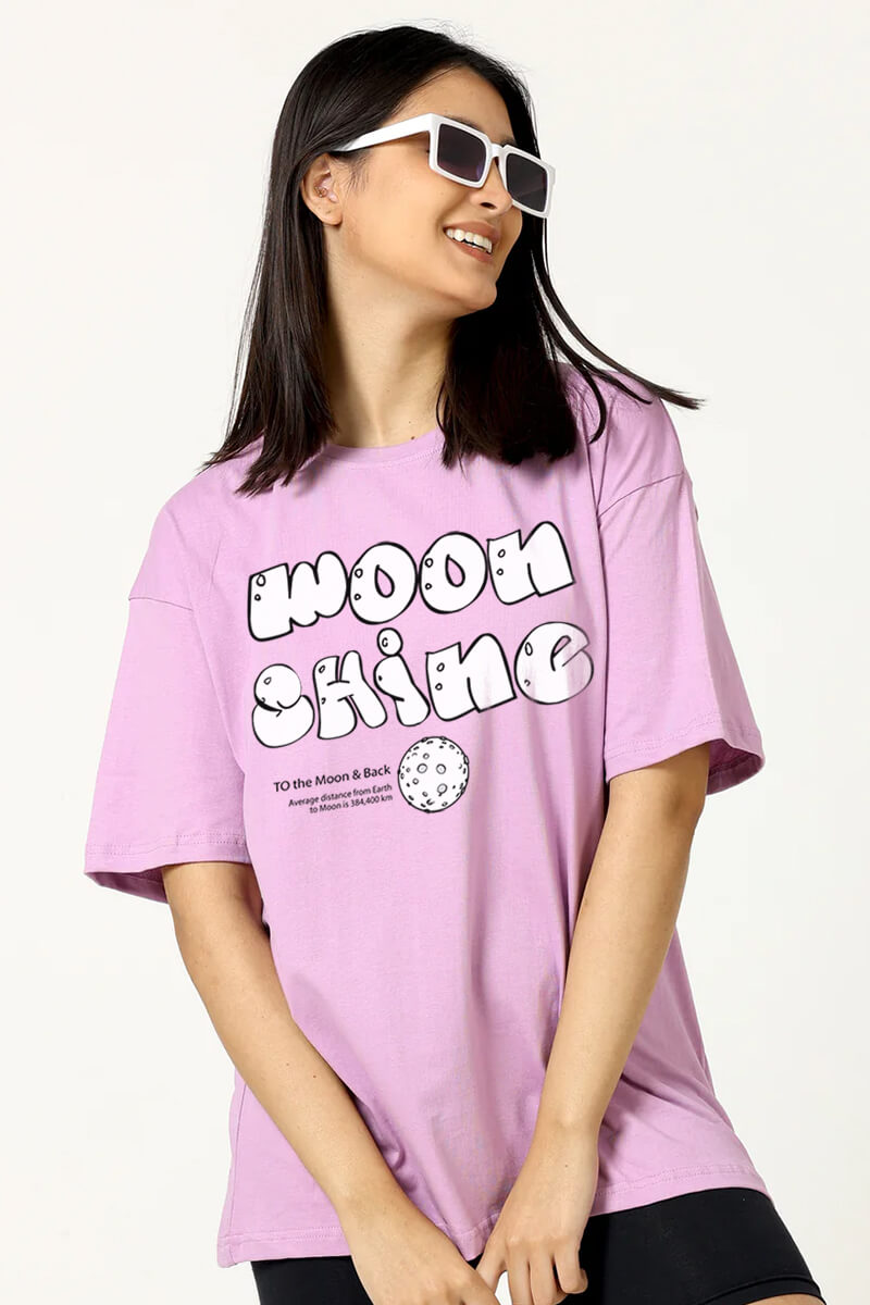 Moon Shine Oversized Levender T-Shirt for Women