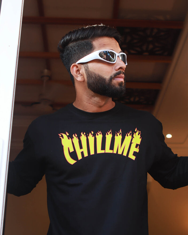 Fire Oversized Full Sleeves T-Shirt for Men - chillme