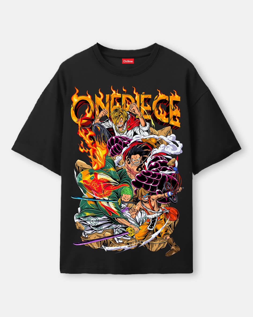 One Piece Fire Oversized T-Shirt for Men