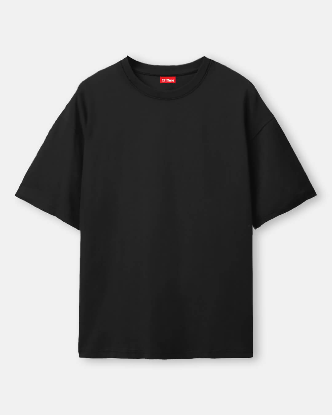 Black solid Oversized Tshirt