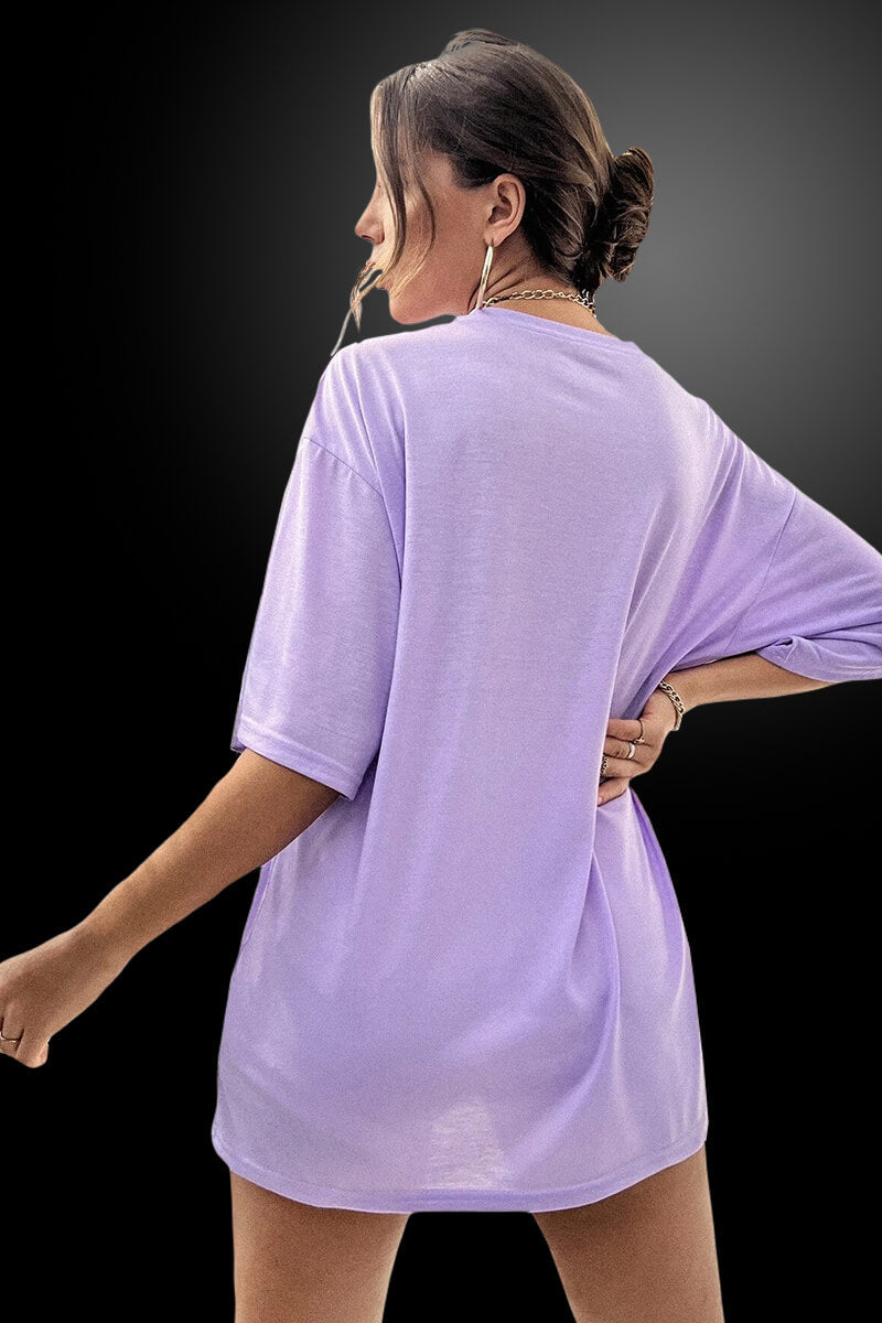 Brain Cream Oversized Lavender T-Shirt for Women